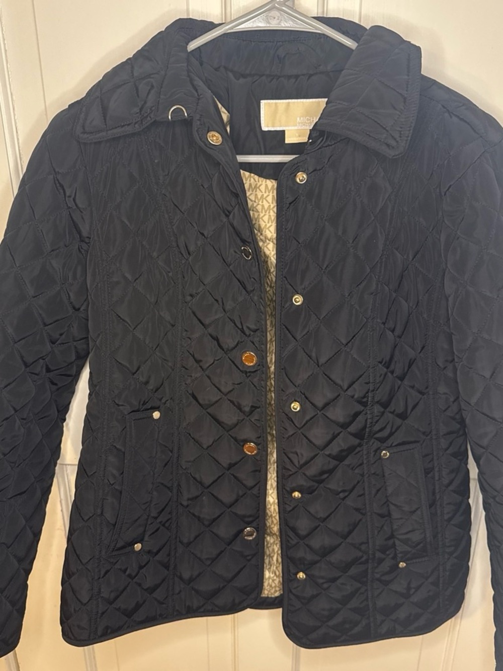 MICHAEL Michael Kors Black Quilted Diamond Puffer Jacket with Logo Lining